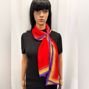 Anne Klein Red and Purple Silk Scarf